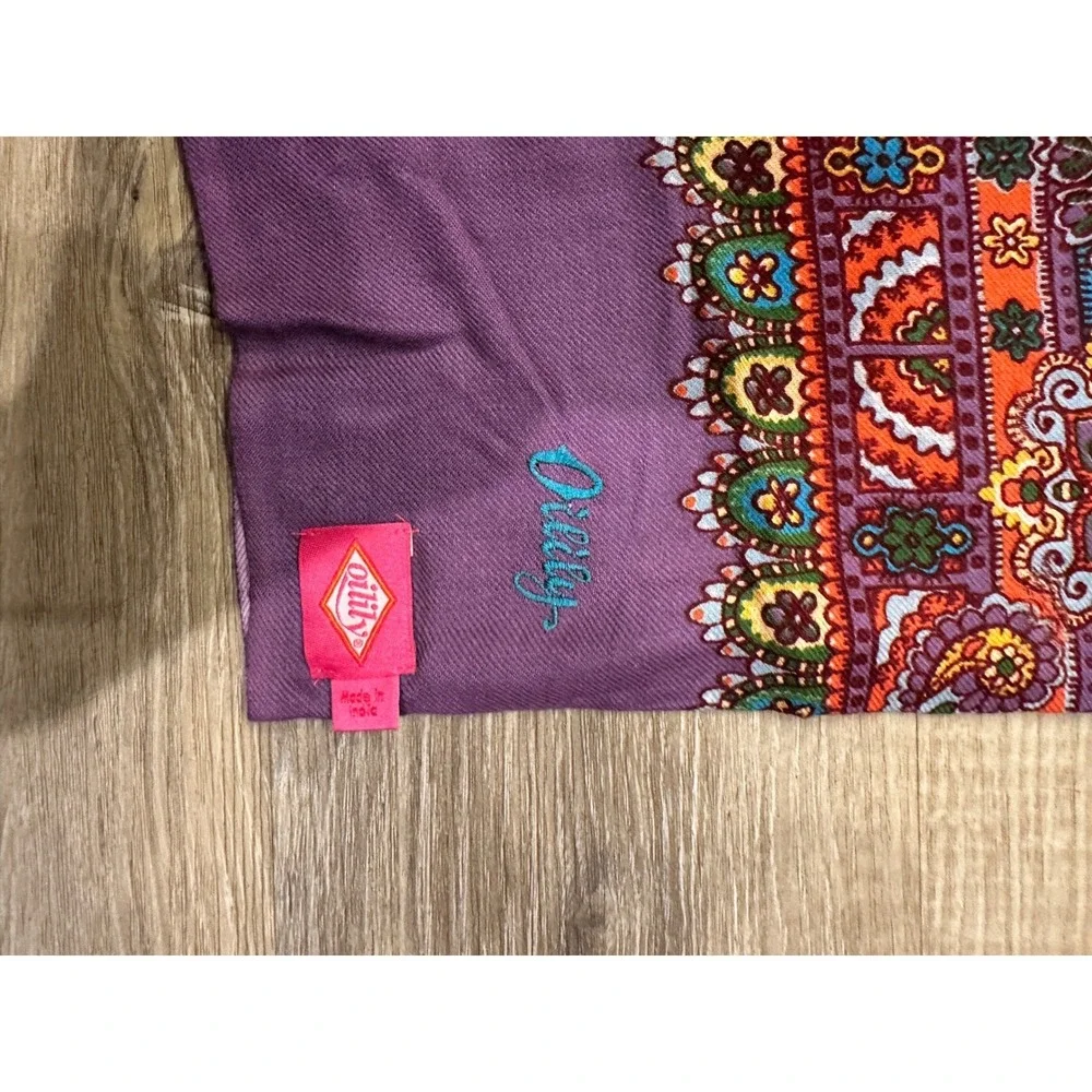 Olly Tana Scarf Purple Paisley Boho Print‎ Acrylic Women's